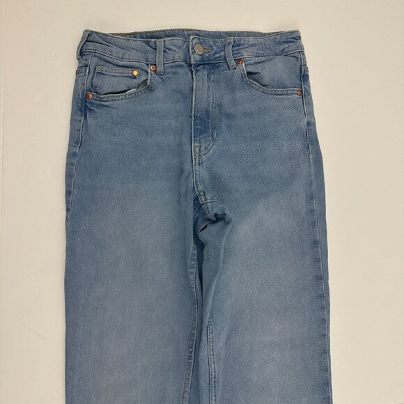 &Denim Straight High Waist Ankle Women's size 2 Medium Wash Blue Denim Jeans - Picture 2 of 5